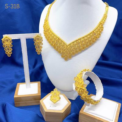 Dubai 24k African Women's Wedding Jewelry Set Bridal Necklace Earrings Bracelet Ring 2026