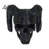 Einzigartige Halloween-Party-Ornamente 3D-gedrucktes Ziegenhorn-Schädel-Ornament Gotischer Widderhorn-Teufel Künstlerischer Eingangsbereich Schädel Dunkle Desktop-Statue