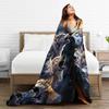 Howling Wolves Moon Night Sky Blanket Artistic Wildlife Print Soft Fleece Throw Home Decor Gift for Nature Lovers