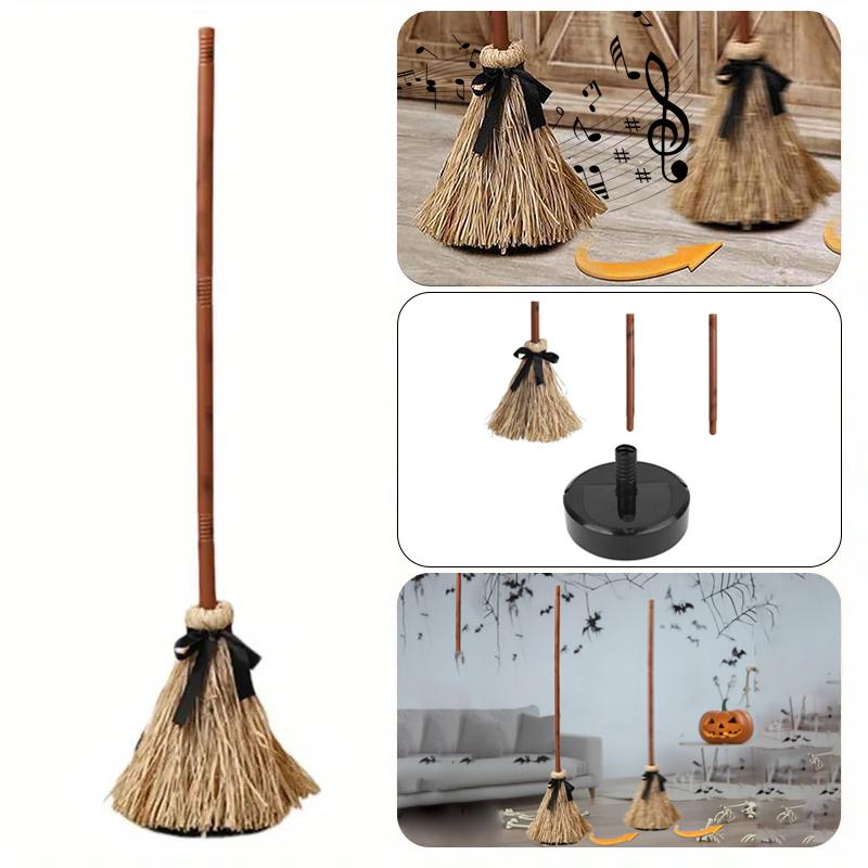 Halloween Floating Witch'S Broom Haunted Dancing Broom With Sounds Home Floor Decor Holiday Atmosphere Props Without Battery