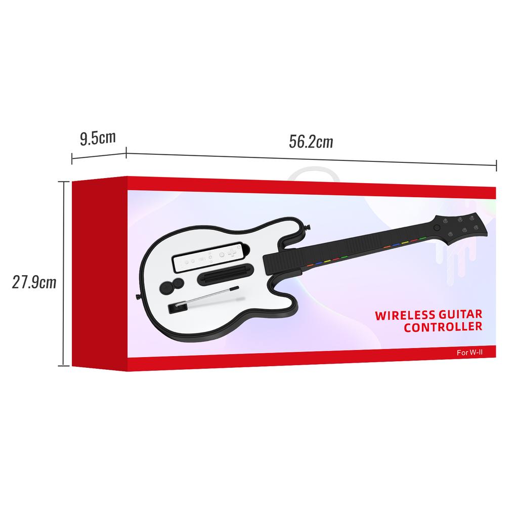 Wireless Guitar Controller for Wii Remote Support Guitar Hero and Rock Band 2 Wii U Games with Strap & RGB Light W001