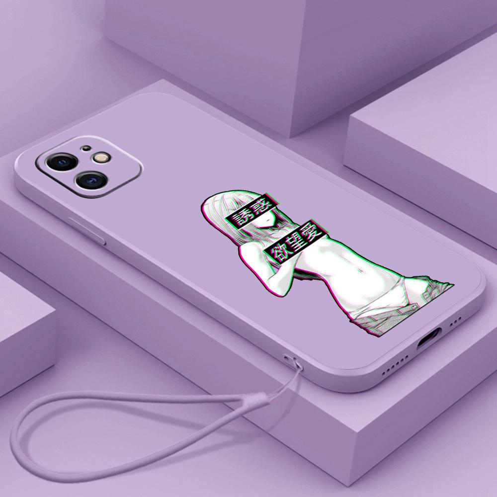 

Samsung Galaxy A14 A24 A54 A34 для iPhone 11 12 13 14 15 Pro Max Xiaomi Redmi 13C Huawei Straight Edge Мягкий чехол для телефона NY9 хентай Harajuku Anime Girl for iPhone 12 Pro фиолетовый