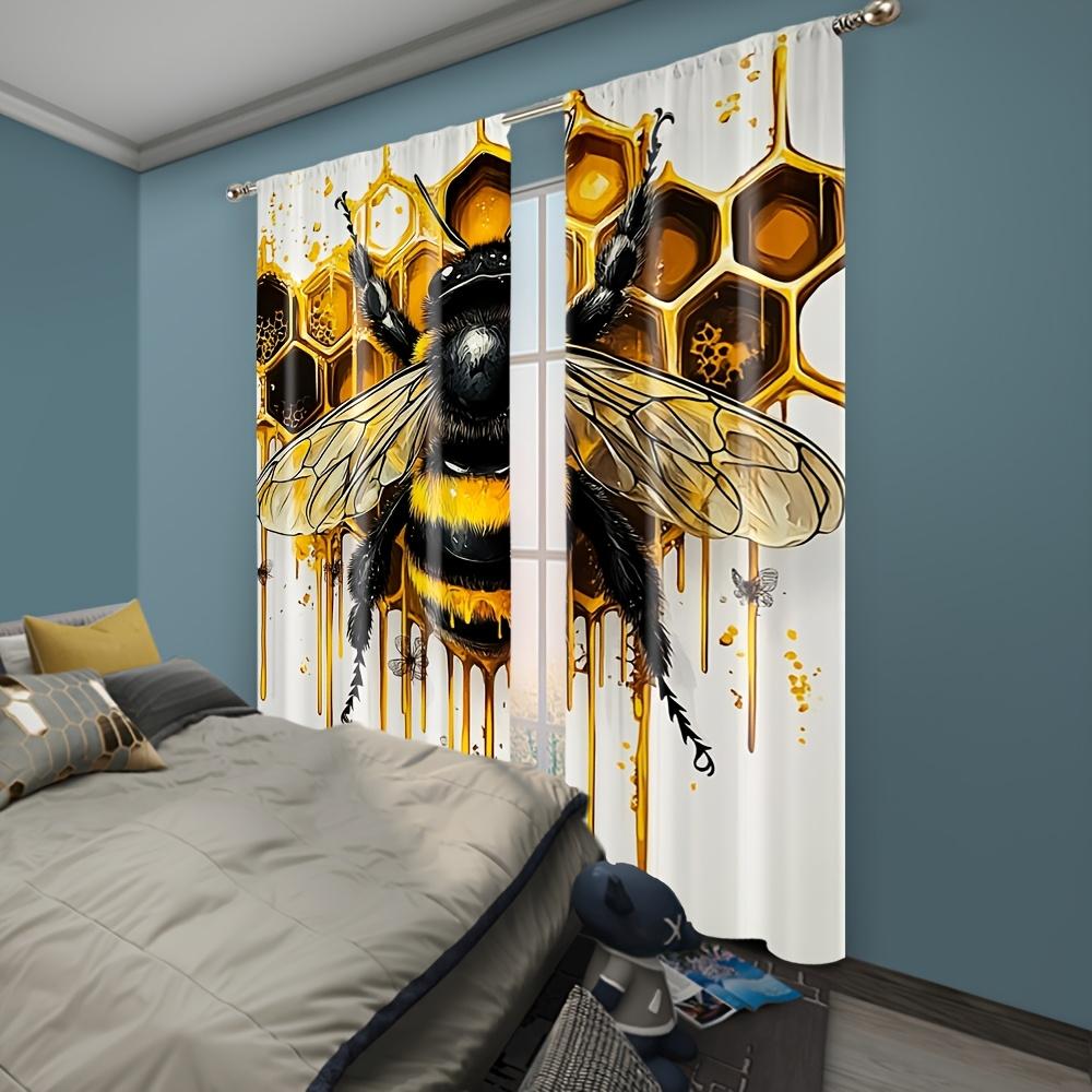 Fenstervorhänge Bienenwaben Polyester Ohne Strom Wanddekor Geeignet Raum Ästhetischer Vorhang