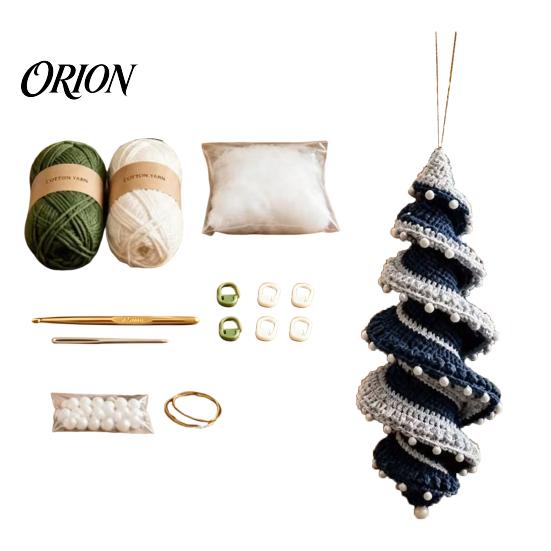 DIY Heimdeko Projekte Weihnachtsbaum-Ornament Häkelset, Spiralbaum Starter Weihnachten Handgemachte Geschenke für Freunde und Familie Bastelset Feiertag beige