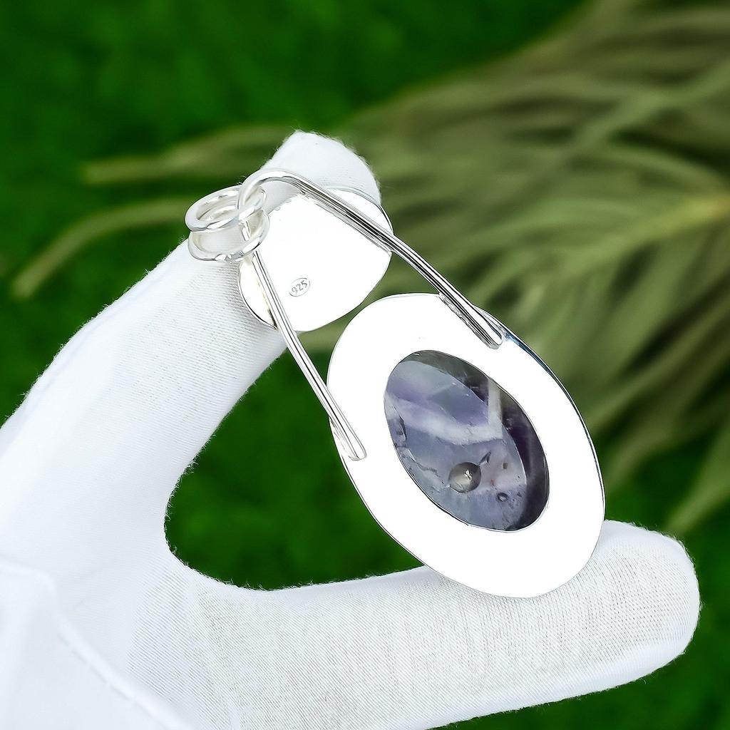 Mothers day Sale 925 Sterling Silver Chevron Amethyst Stone Boho Pendant Jewelry