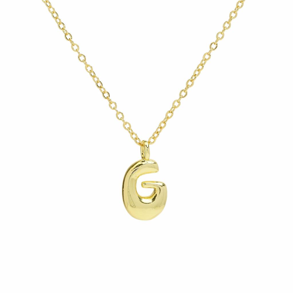 18K Gold Plated Balloon Bubble Hip Hop Necklace with 26 English Letters for Women