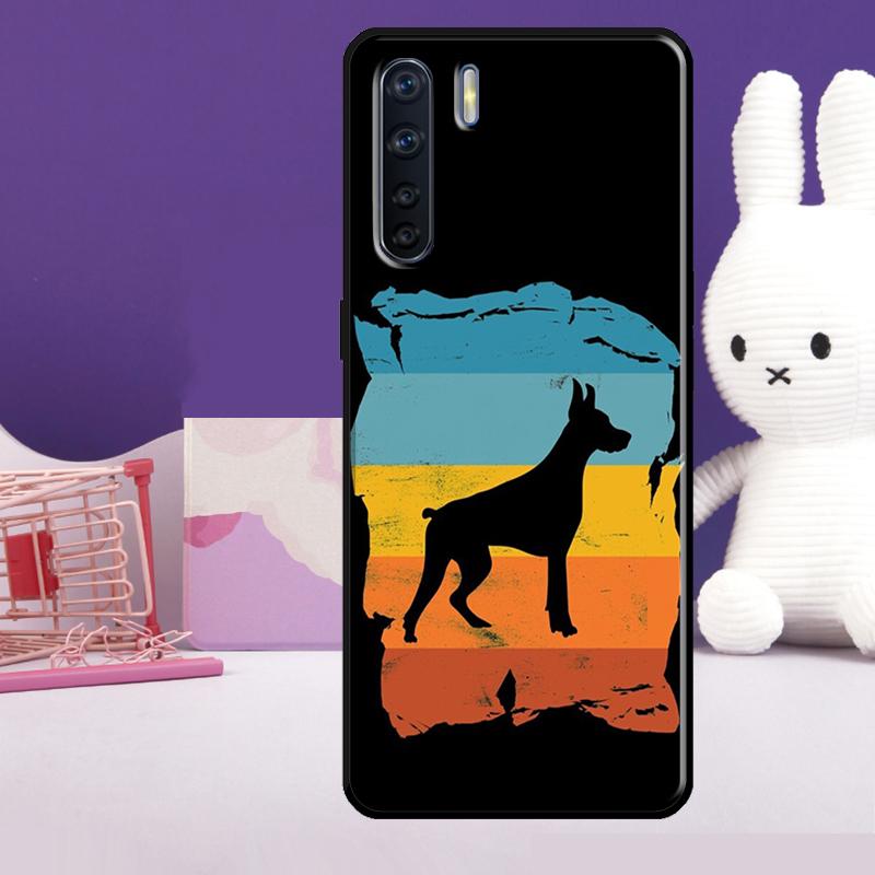 Cartoon Doberman Dog Case For Oppo A57 A77 A76 A16 A96 A17 A18 A60 A80 A40 A38 A58 A78 A98 A94 A74 A54 A15 A5 Pro