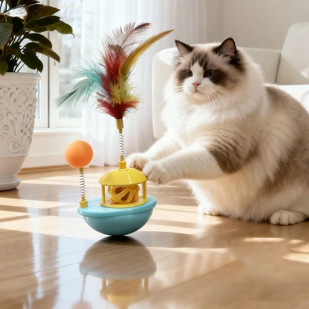 Self-Playing Cat Tumbler Toy Rotating Wobble Tumbler Boat Cat Interactive Toy  Relieve Boredom
