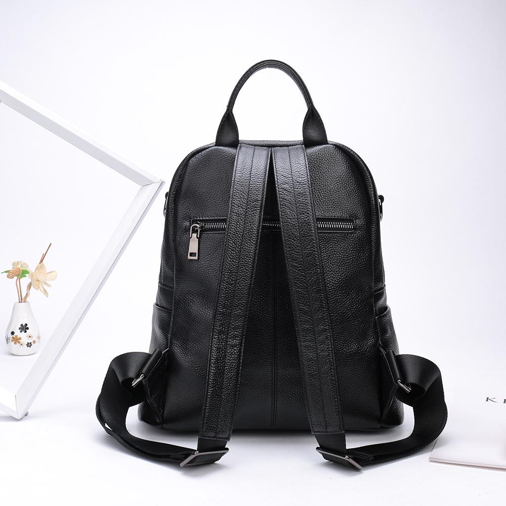 Korean Fashion Women's Large Capacity Soft Cowhide Backpack - 2024 Double Shoulder Casual