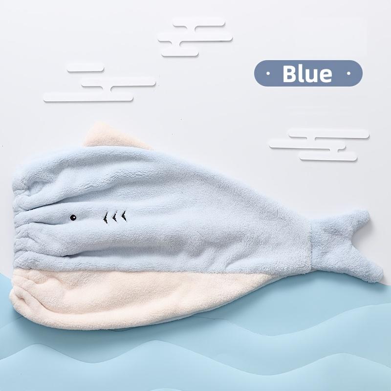 2 peças Touca de Secagem de Cabelo de Lã de Coral Ultramacia com Design de Peixe, Envoltório de Toalha Absorvente de Secagem Rápida, Presente Bonito para Uso Doméstico Mistura de Poliéster, Lavável à Máquina
