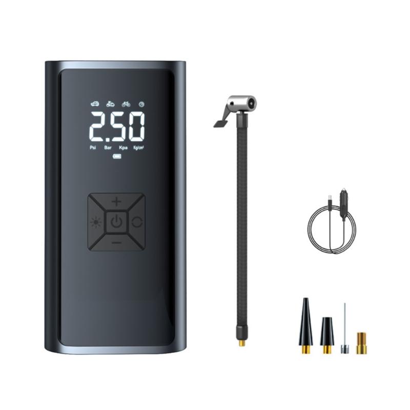 

Портативный воздушный компрессор для электромобиля, автоматический насос для накачивания шин со светодиодной подсветкой