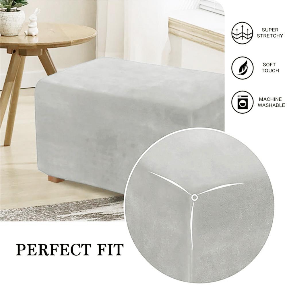 Capa de Puff de Veludo Elástica Quadrada Retangular Capa de Banco de Pés Abrangente Sólida Capa de Banquinho Sofá Apoio para os Pés para Sala de Estar