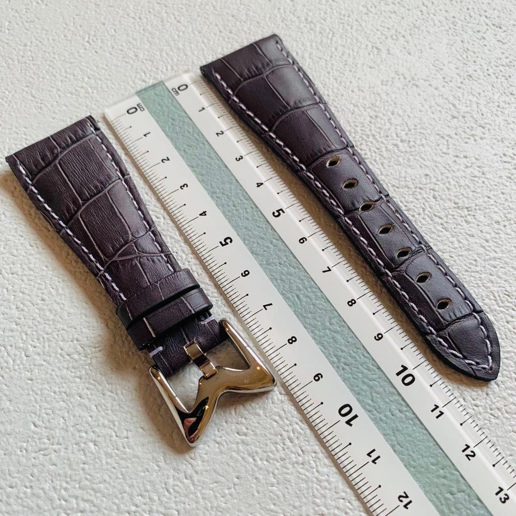Used GAGA MILANO Genuine Leather Croco Embossed Watch Strap Gray for Manuale 48mm