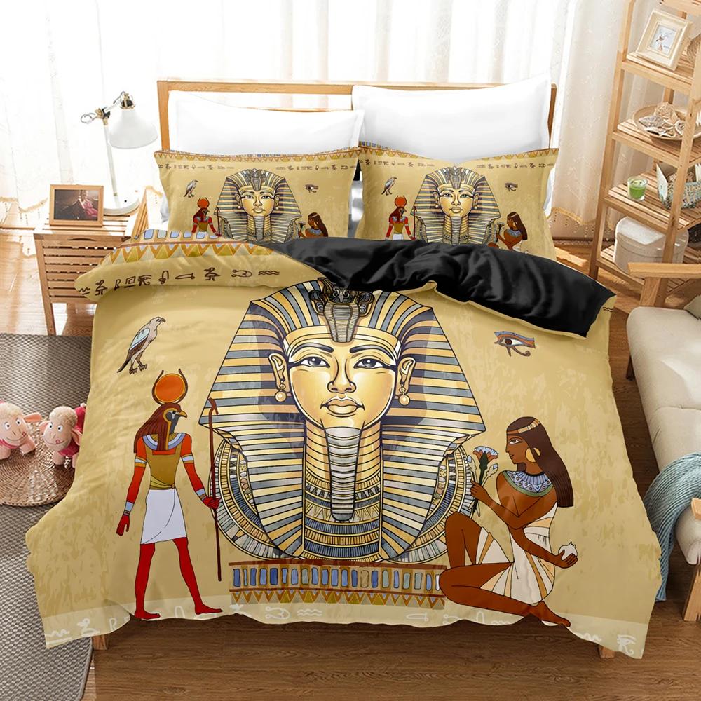 Pharaoh Of Egypt Bedding Set 3D Digital Printing Duvet Cover Set (No Core) Suitable For Bedroom Duvet Cover Set Sphinx Pattern
