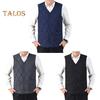 Men Waistcoat V-Neck Sleeveless Solid Color Single Breasted Vest Coat with Pockets Thickened Plush Lining Quilted Bottoming Vest Jacket