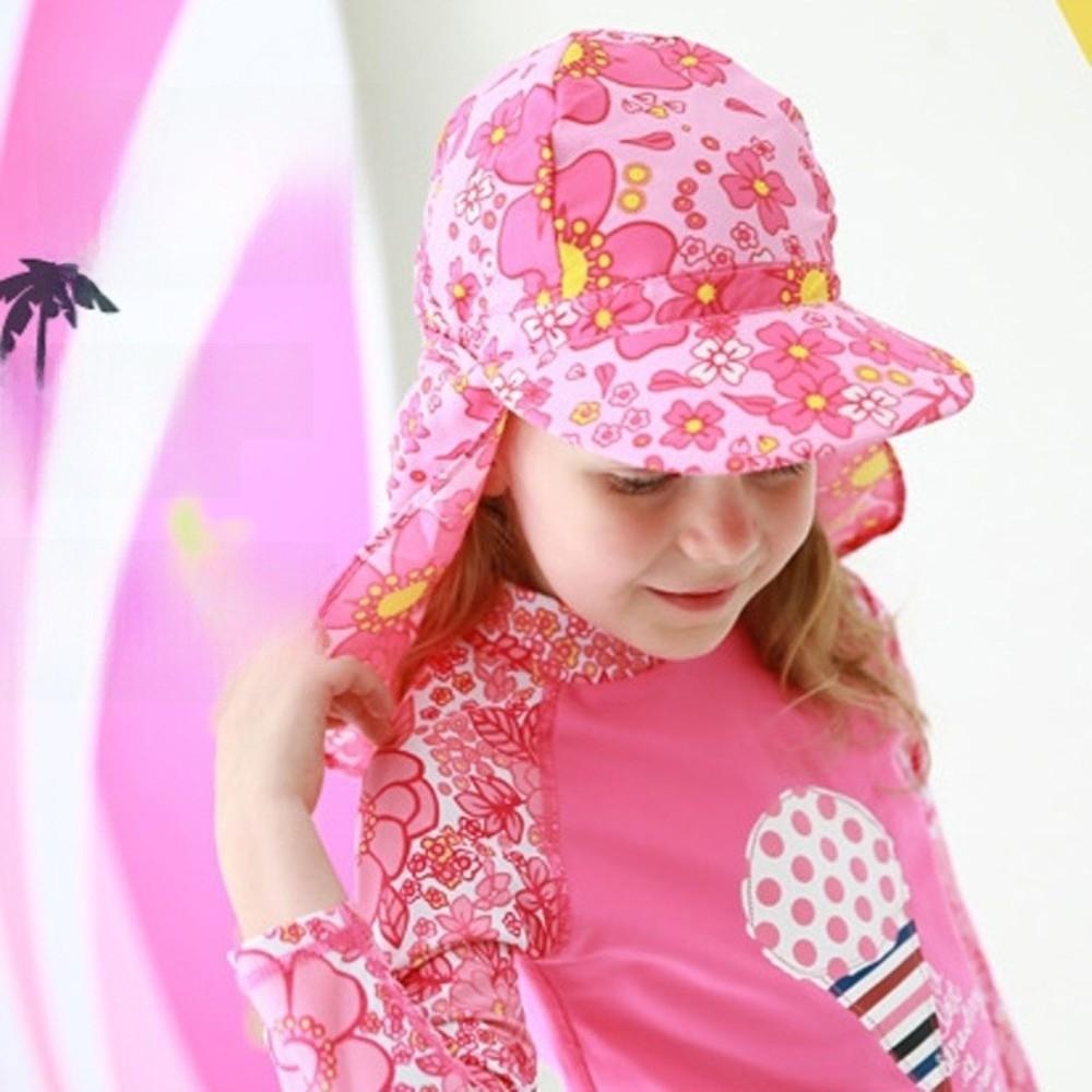 Flower Kids Beach Hat UV Protection Sunshade Swimming Cap Flap Cap Kids Sun Hat Swimming