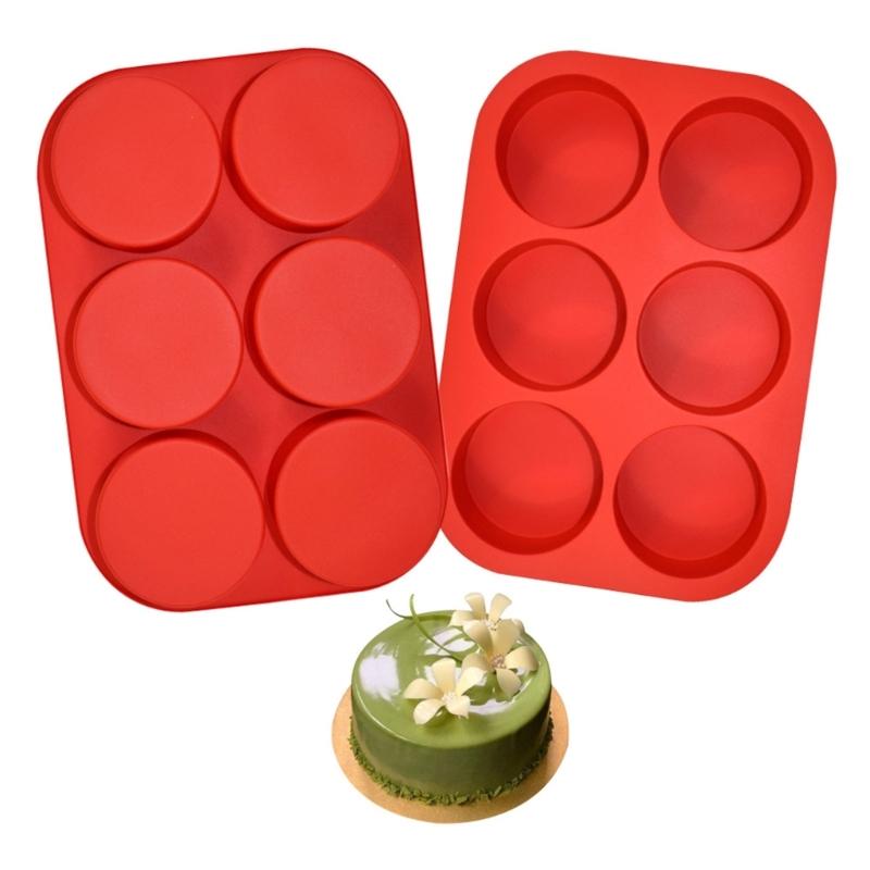 Food Grade Silicone Baking Pan Feature 6 Cylindrical Cavities Ideal for Cakes Dessert Heat Resistant and Nontoxic Materials