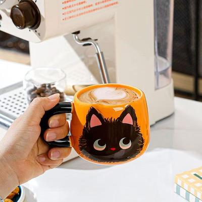 Cartoon Keramische Leuke Kat Mokken met Lepel Creatieve Kattenpoot Mok Koffie Thee Melk Havermout Kop Grote Capaciteit Dieren Bekers Grappig Cadeau