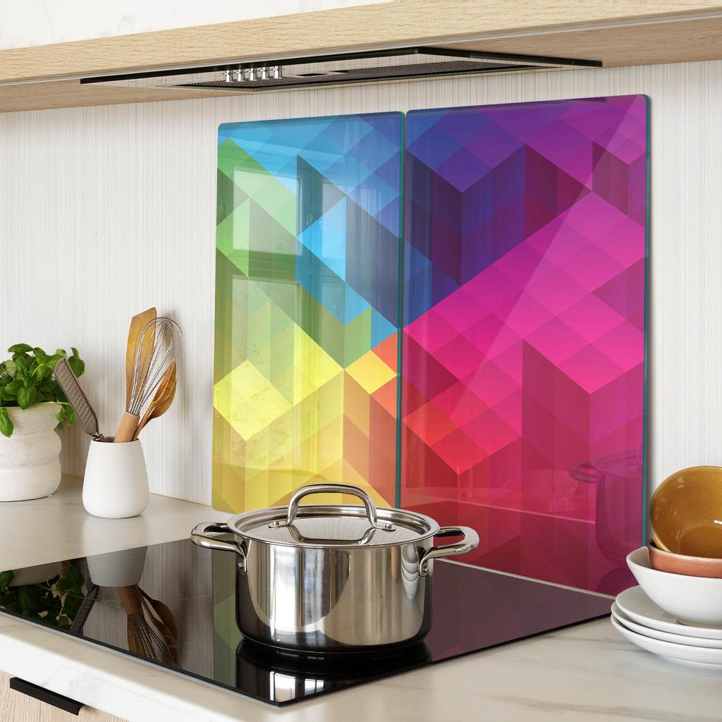 Set of Two Glass Kitchen Boards Geometric Shapes 2x30x52 cm