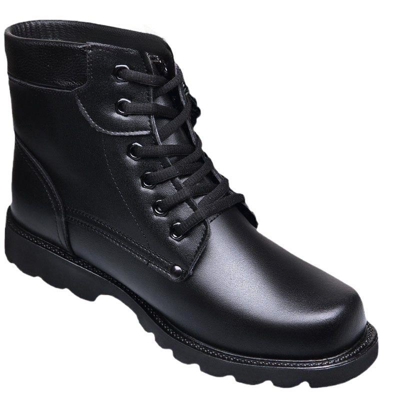 

Чоловічі зимові черевики зі справжньої шкіри - Товста вовна, Нековзкі, Теплі вуличні черевики Мартін 45