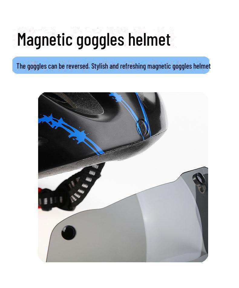 Cască de ciclism reglabilă cu ochelari de protecție și lumină spate pentru biciclete de șosea