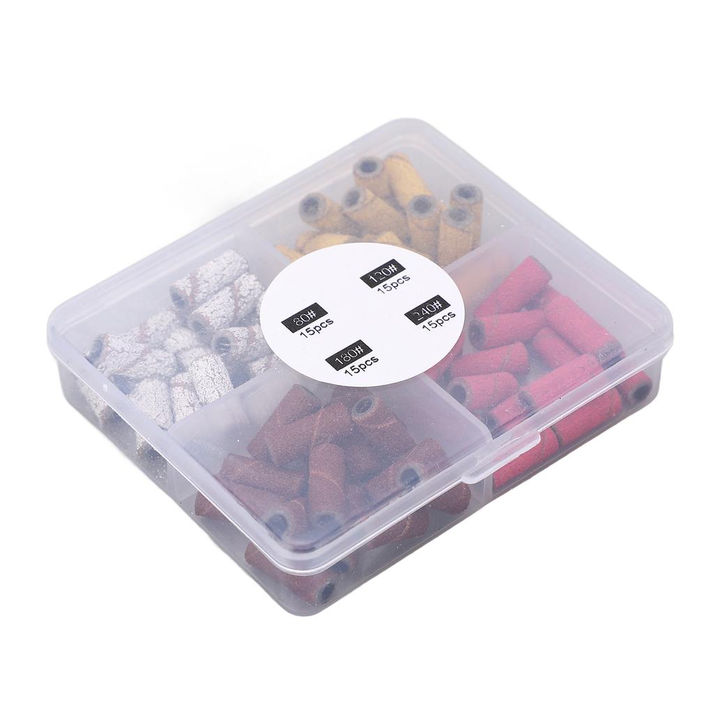 60ks čepičky na broušení nehtů na nehty Manikúra na odstranění mrtvé kůže Brusné pásky s trnem na vrtání nehtů