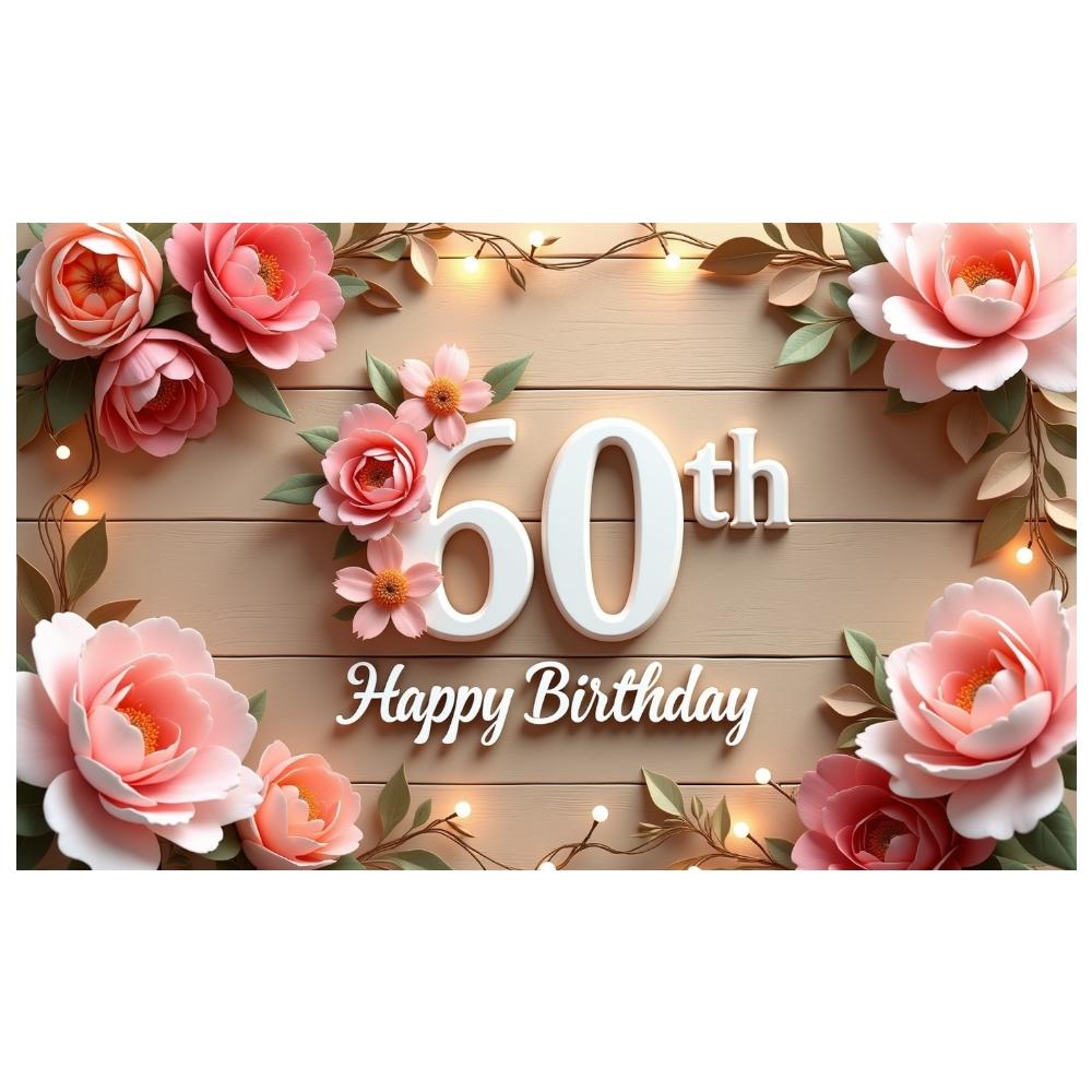 Banner Milestone Birthday Theme Happy 60th Birthday Banner Birthday Celebration Background Feminine Aesthetic For Indoor Event