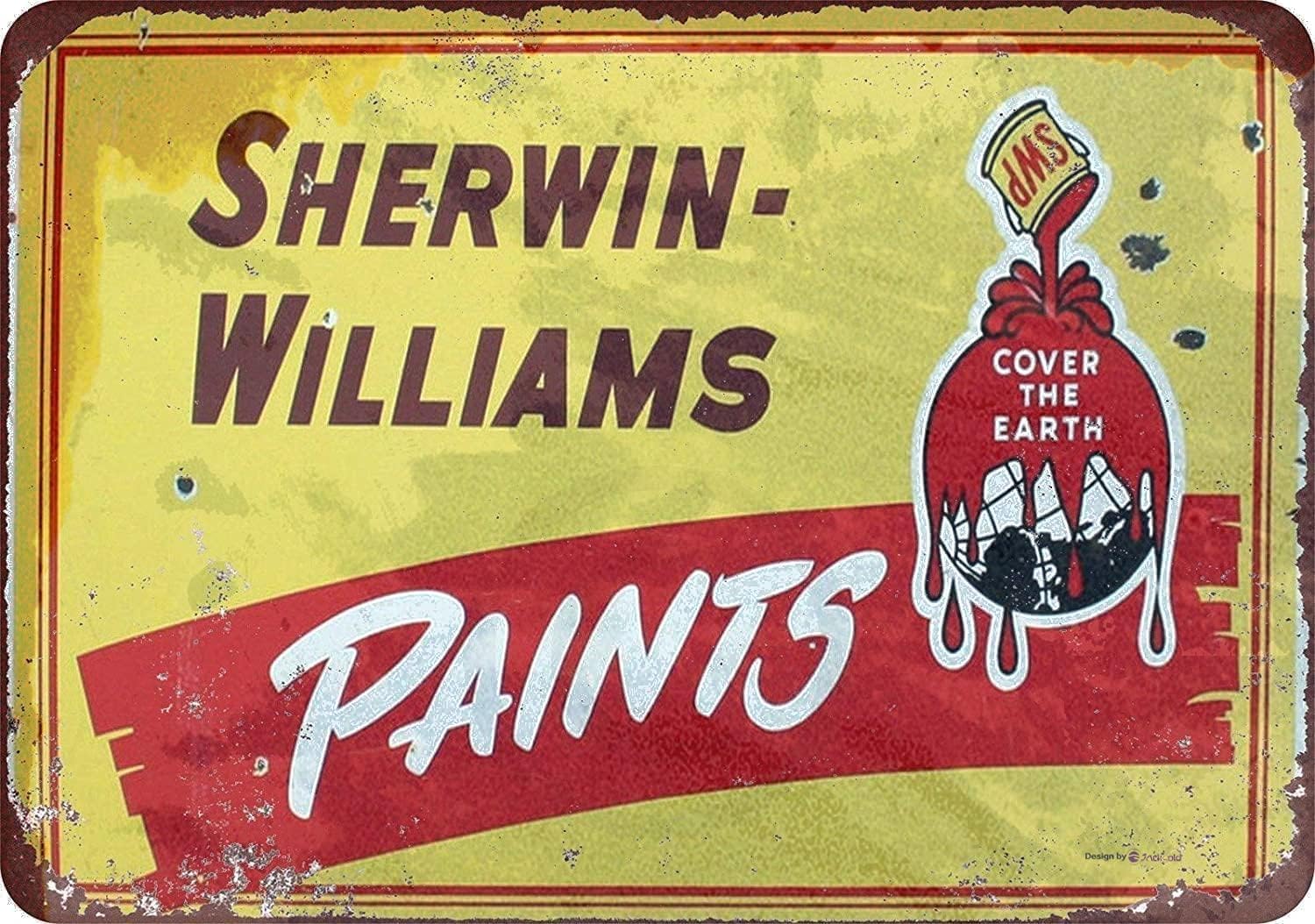 Tin Sign Funny Retro Wall Dcor for Home Sherwin Williams Paints Yellow Rustic Vintage Aluminum Metal Sign 20x30cm（7.8x11.8inch）