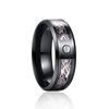 8Mm Men Black Red Stainless Steel Finger Ring Viking Dragon Blue Cubic Zirconia Inlay Finger Ring Nuptial Bridal Band Beveled Edge Comfort FitTrendy
