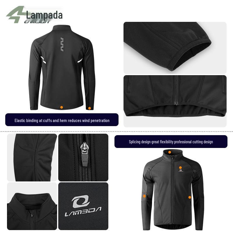 Lampa Men's Windproof Fleece Cycling Jacket - Autumn/Winter Outdoor Road Bike Jersey