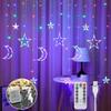 LED Star and Moon String Lights with Remote Control, Starry and Moon Christmas Decorations, USB Operated, 138 Starlight Bulbs, Timer Function,