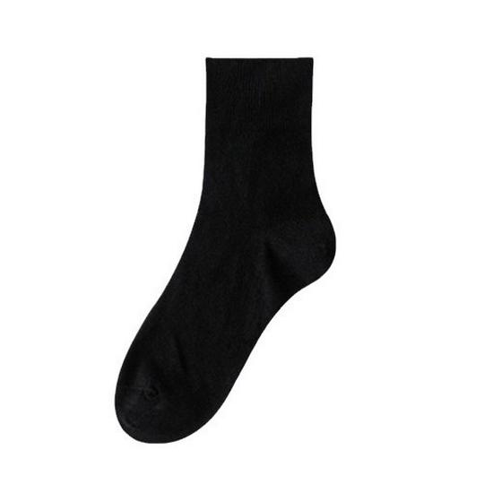 Women's Casual Mid-Calf Socks: Comfy, Loose-Fit, Solid Color, Fine Cotton, for Autumn & Winter.