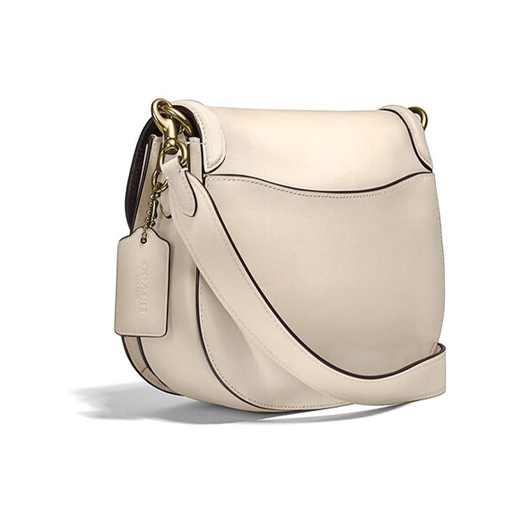Coach Beat 23 Vintage Flap Leather Saddle Bag Women Shoulder Bag White C0749-B4IY