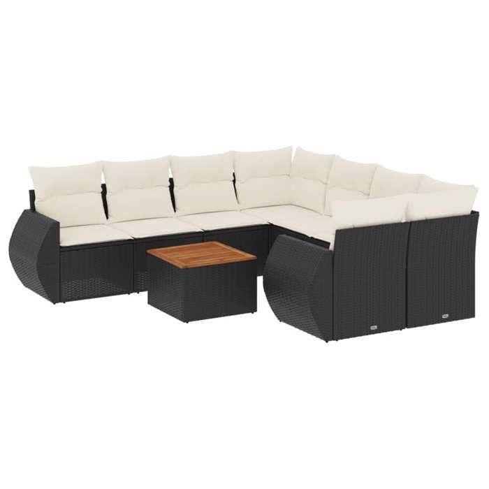 VidaXL Garden Lounge Set with Cushions 9 Pcs, Patio Sofas, Patio Furniture Set, Outdoor Furniture, Black 3224929