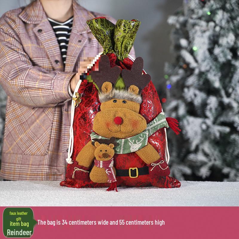Large 3D Santa Claus Burlap Backpack Gift Bag for Christmas Candy & Decor