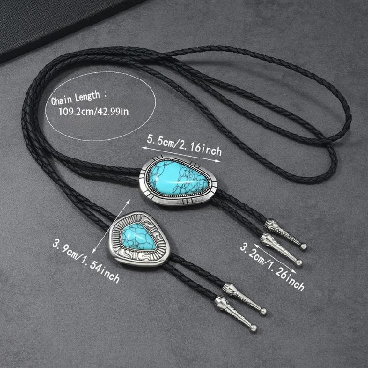 Verstelbare Turkoois Bolo Tie Ketting 36,2G En 27,5G Optie Hanger Nekketting Voor Outfits Geïnspireerd Op Het Westen