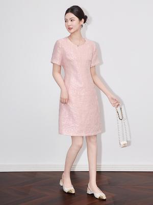 Butterfly Embossed Jacquard Summer Dress - Age-Reducing and Fashionable for Women