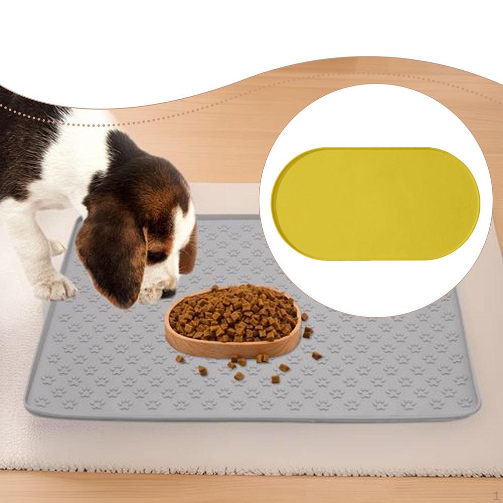 Mat Silicone Pet Feeding Dog Bowl Cat Food with Raised Edge Non Slip Surface Easy