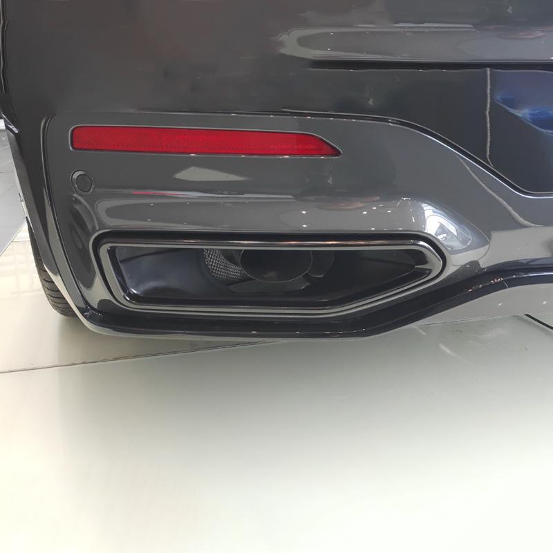 BMW 7er (2019-2021) Doppelrohr Schwarz Edelstahl Auspuff Endrohr Abdeckung
