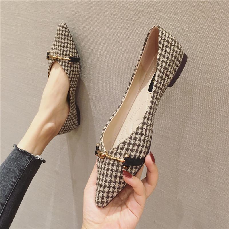 Fashion Flat Shoes for Women's Spring and Autumn New Pointed Women's Shoes Comfortable Single Shoes Plus Size 44 45 46 Ladies Shoes