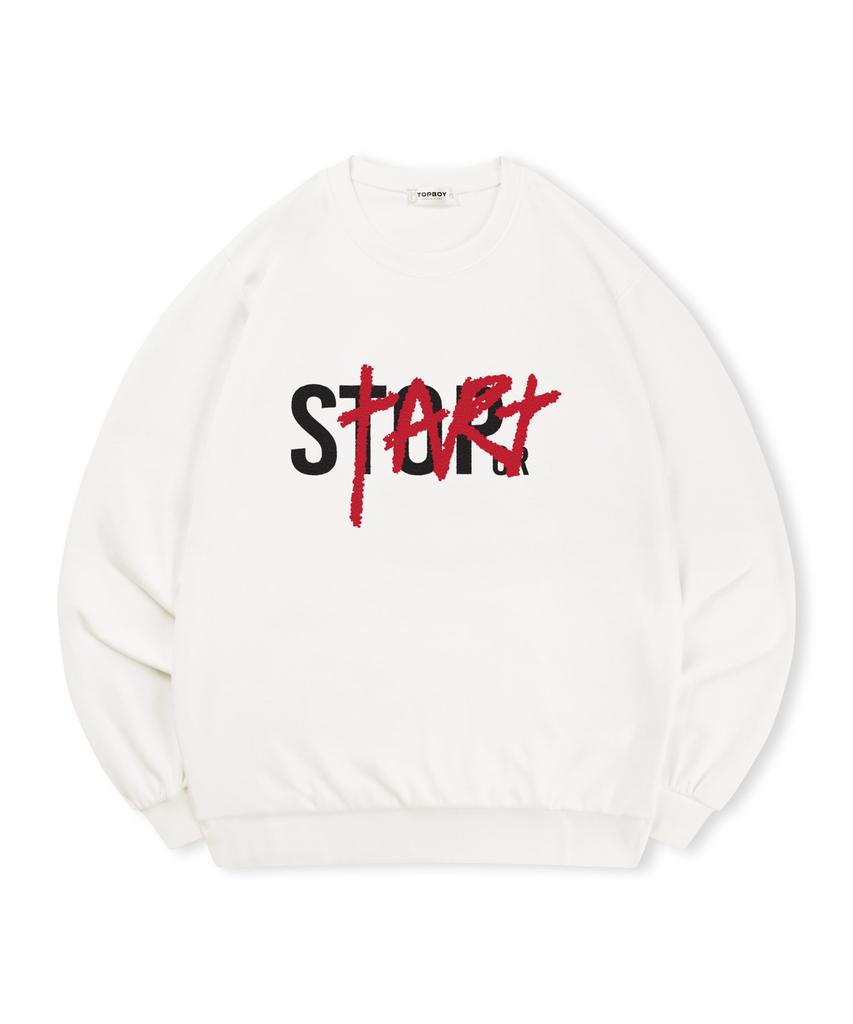 TOPBOY [Non-Fleece Or Fleece-Lined] Start Printed Sweatshirt (Type A)