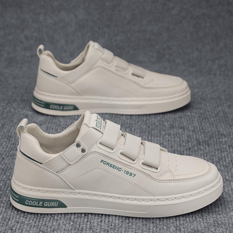 No shoelaces, new autumn little white board shoes, sports and leisure leather shoes, trendy shoes