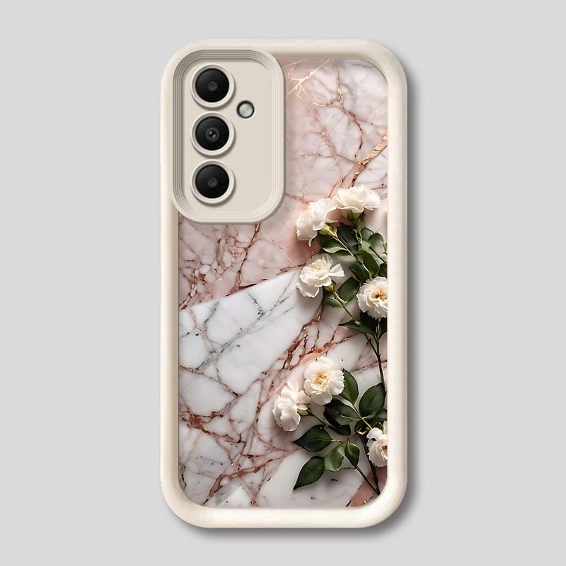 Phone Case for Samsung Galaxy A15 A25 A35 A55 A51 A71 A72 A73 A52 A52s A53 A54 5G Soft TPU Flower Marble Cover
