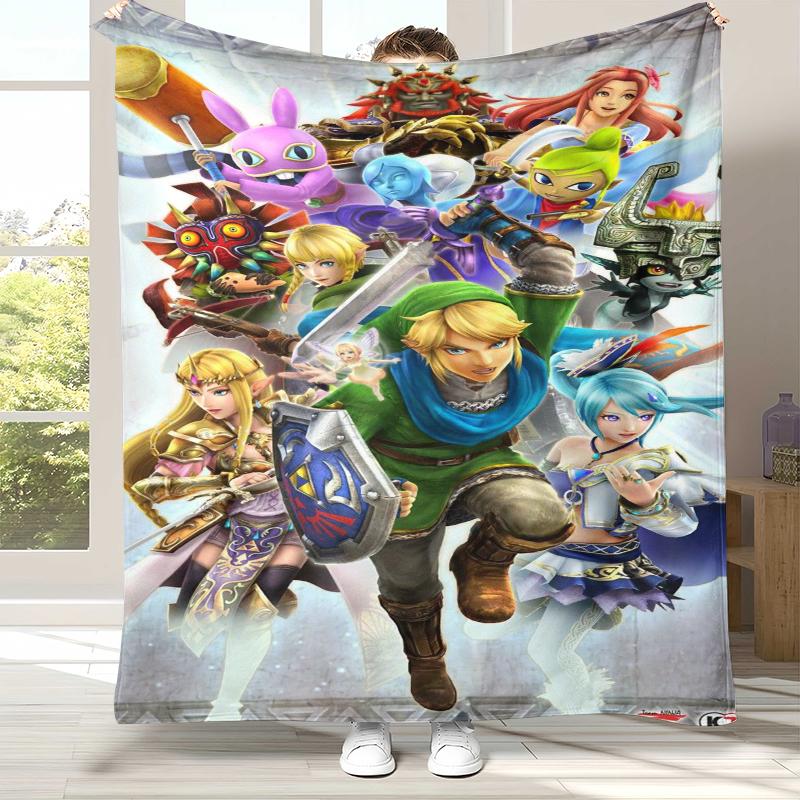 Retro Z-Zelda Cartoon Link Games Flannel Blanket,Ultra Soft Warm Plush Throw for Home Bedroom Bed Sofa Cover Camping Picnic kid