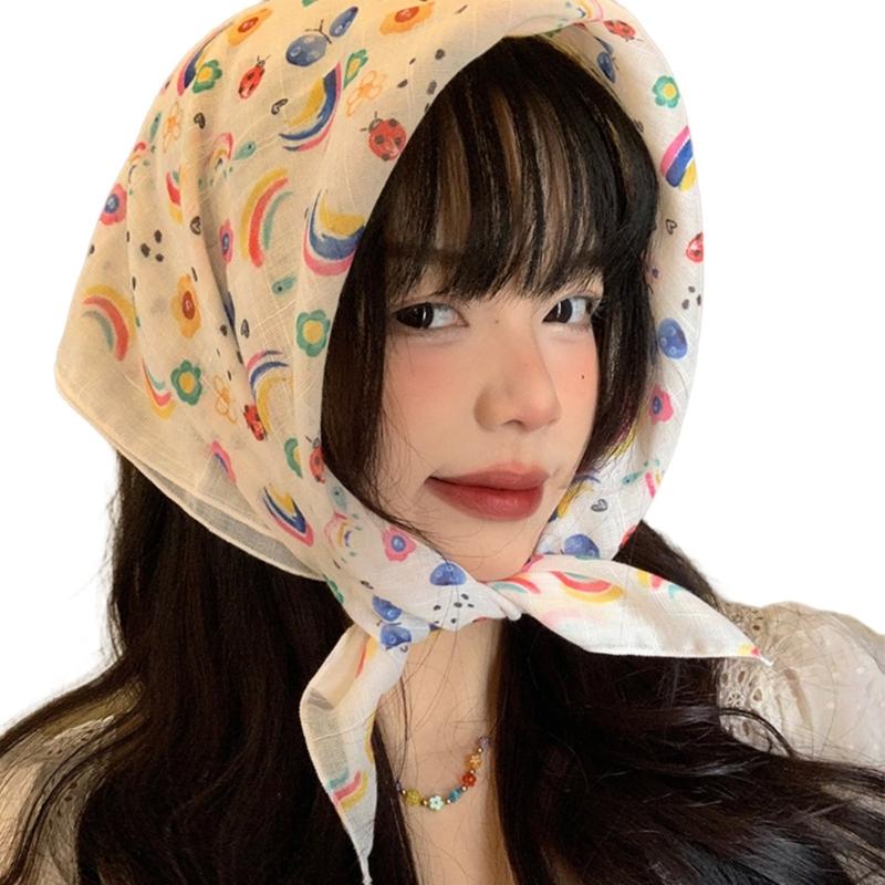 

Girl Floral Bandana Elegant Headscarf Creative Bandana Hair Scarf Headwear Gifts Warm Printings Head Wrap 1