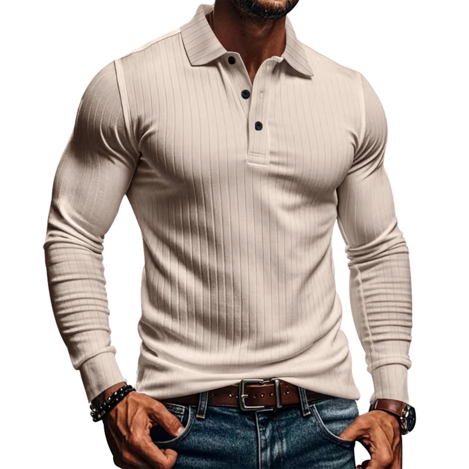 

Men s Long Sleeved T-shirt With Loose Lapel And Long Sleeved Shirt M хакі