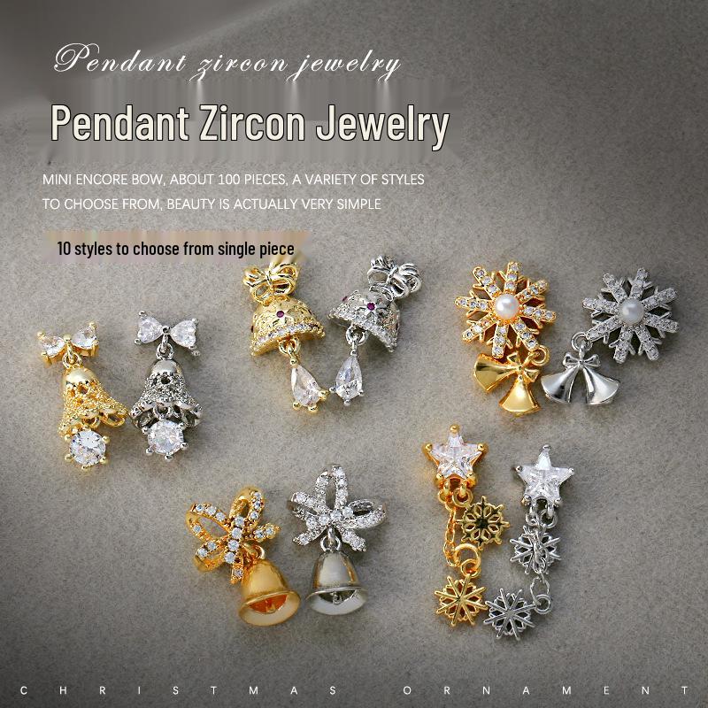 

Christmas Pearl & Zircon Snowflake Nail Charm - 1 Piece
