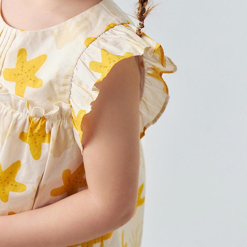 Minibala Girls' Cotton Short Sleeve Floral Blouse
