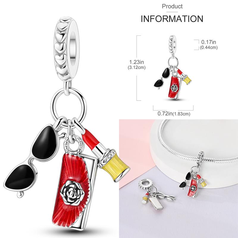 Copper Romantic Couple Rose Ring Proposal Valentine'S Day Charms Beads Fit Necklace Bracelets Diy Jewelry Gifts