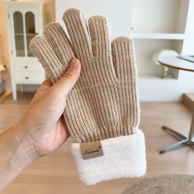 Knit Gloves for Women Winter Warm Fingerless Touchscreen Gloves Cute Cycling Cold Weather Half Finger Anti Slip Riding Gloves